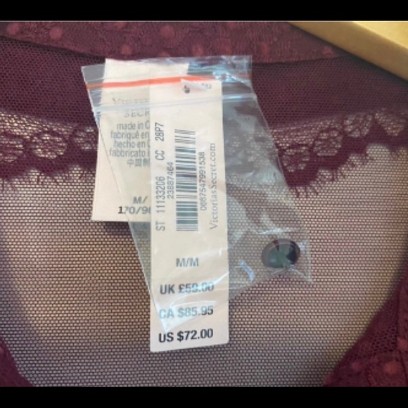 NWT Victoria's Secret Burgundy Teddy - Picture 9 of 14